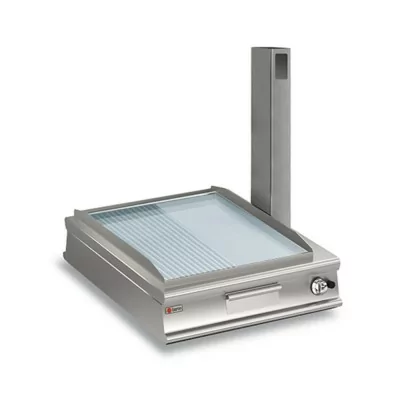 BARON - Top plancha gaz - 1/2 lisse chrome dur - Largeur 900 mm - Gamme QUEEN 1100 - 15 kW