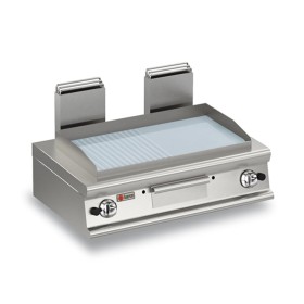 BARON - Top plancha gaz - 1/2 lisse chrome dur - Largeur 900 mm - Gamme QUEEN 1100 - 9,5 kW