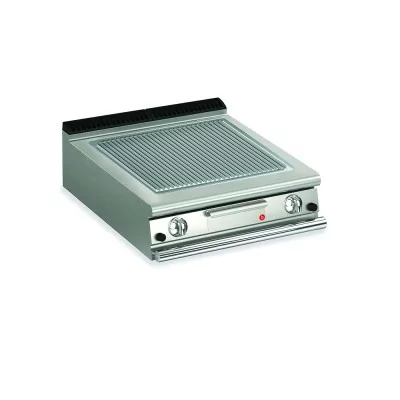 BARON - Top plancha gaz - Plaque rainurée 37,3 dm² - Chrome dur - L. 800 mm - 705x490 - Gamme QUEEN 700