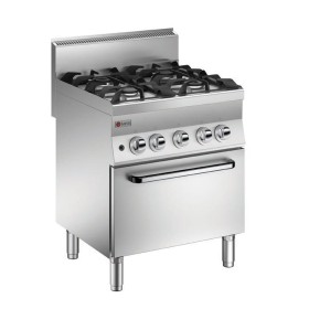 BARON - Fourneau - 4 feux vifs gaz sur four électrique - Chaleur statique - Gamme 650