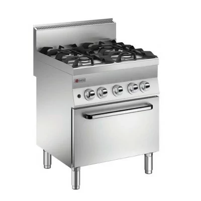 BARON - Fourneau - 4 feux vifs gaz sur four électrique - Chaleur statique - Gamme 650