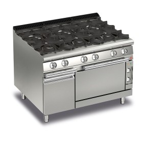 BARON - Fourneau - 6 feux vifs gaz sur four électrique et placard fermé - Gamme QUEEN 700