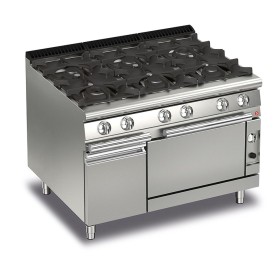 BARON - Fourneau - 6 feux vifs gaz sur four gaz et placard fermé - Gamme QUEEN 700