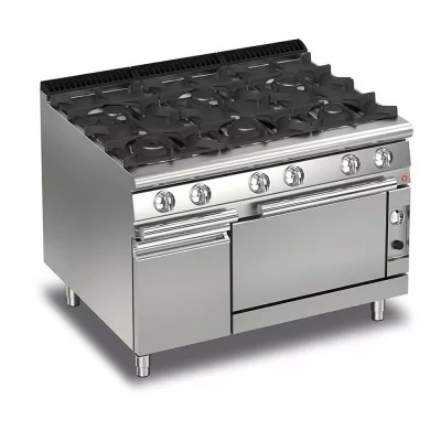 BARON - Fourneau - 6 feux vifs gaz sur four gaz et placard fermé - Gamme QUEEN 700