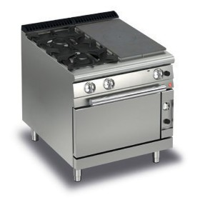 BARON - Fourneau - 2 feux vifs + 1/2 plaque coup de feu sur four électrique - Gamme QUEEN 900 - 20,5 + 6 kW