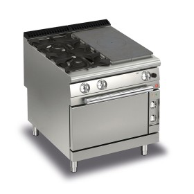 BARON - Fourneau - 2 feux vifs + 1/2 plaque coup de feu sur four électrique - Gamme QUEEN 900 - 21 + 6 kW