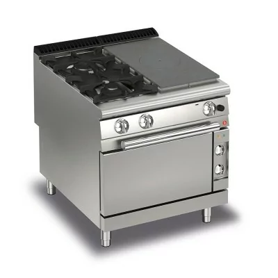 BARON - Fourneau - 2 feux vifs + 1/2 plaque coup de feu sur four électrique - Gamme QUEEN 900 - 21 + 6 kW