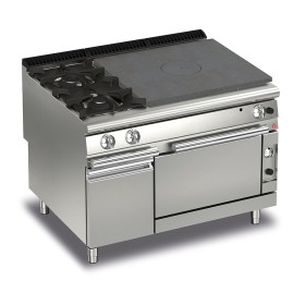 BARON - Fourneau - 2 feux vifs + plaque coup de feu sur four gaz - Gamme QUEEN 900 - 36,5 kW