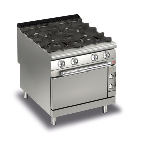 BARON - Fourneau - 4 feux vifs + 1/2 plaque coup de feu sur four électrique - Gamme QUEEN 900 - 23,2 + 6 kW