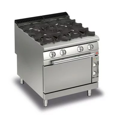 BARON - Fourneau - 4 feux vifs + 1/2 plaque coup de feu sur four électrique - Gamme QUEEN 900 - 23,2 + 6 kW