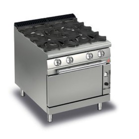 BARON - Fourneau - 4 feux vifs + 1/2 plaque coup de feu sur four électrique - Gamme QUEEN 900 - 29,2 + 6 kW