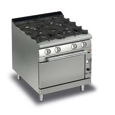 BARON - Fourneau - 4 feux vifs + 1/2 plaque coup de feu sur four électrique - Gamme QUEEN 900 - 29,2 + 6 kW