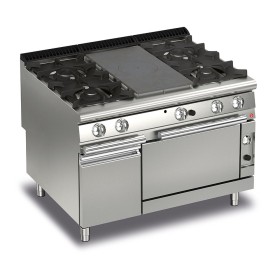 BARON - Fourneau - 4 feux vifs gaz sur four gaz + placard neutre - Gamme QUEEN 900