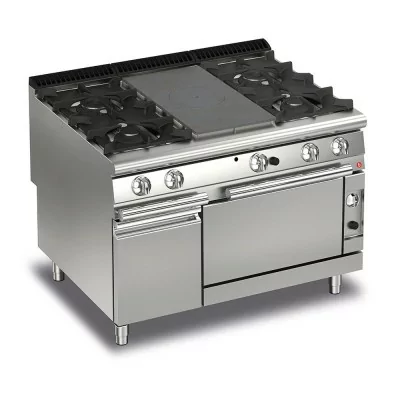 BARON - Fourneau - 4 feux vifs gaz sur four gaz + placard neutre - Gamme QUEEN 900