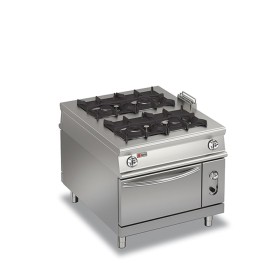 BARON - Fourneau gaz 4 feux vifs sur four électrique traversant - Gamme 1100