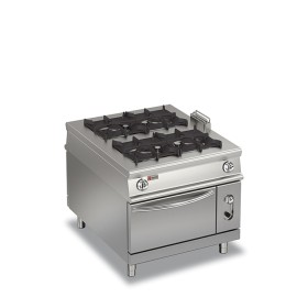 BARON - Fourneau gaz 4 feux vifs sur four gaz traversant - Gamme 1100
