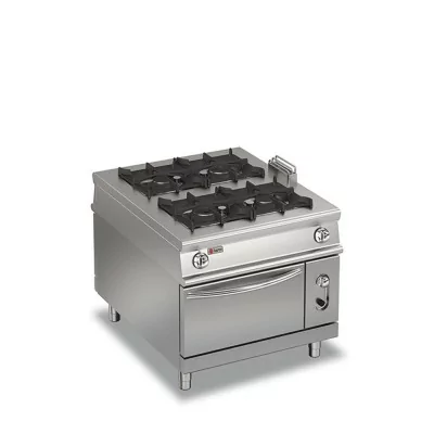 BARON - Fourneau gaz 4 feux vifs sur four gaz traversant - Gamme 1100