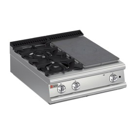 BARON - Plaque de cuisson - Top 2 feux vifs + 1/2 Plaque coup de feu - Gamme QUEEN 900