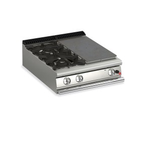 BARON - Plaque de cuisson - Top 2 feux vifs gaz + 1/2 plaque coup de feu - Gamme QUEEN 900
