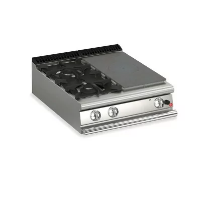 BARON - Plaque de cuisson - Top 2 feux vifs gaz + 1/2 plaque coup de feu - Gamme QUEEN 900