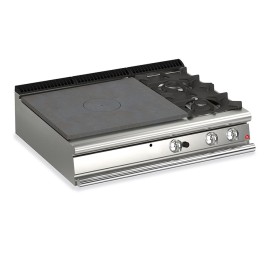 BARON - Plaque de cuisson - Top 2 feux vifs gaz + plaque coup de feu - Gamme QUEEN 900