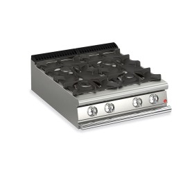 BARON - Plaque de cuisson - Top 4 feux vifs + 1/2 plaque coup de feu - Gamme QUEEN 900 - 23,2 kW