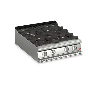 BARON - Plaque de cuisson - Top 4 feux vifs + 1/2 plaque coup de feu - Gamme QUEEN 900 - 23,2 kW