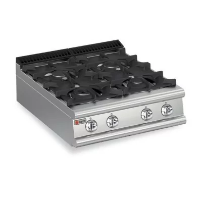 BARON - Plaque de cuisson - Top 4 feux vifs + 1/2 plaque coup de feu - Gamme QUEEN 900 - 29,2 kW