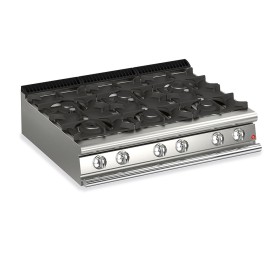 BARON - Plaque de cuisson - Top 6 feux vifs + 1/2 plaque coup de feu - Gamme QUEEN 900 - 32,4 kW