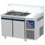 DALMEC - Saladette positive - 2 GN 1/1 + 2 GN 1/4 - 300 L - 2 portes pleines - P. 700 - Avec vitrine basse