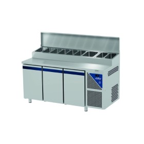 DALMEC - Table snack positive +4/+10°C - Couvercle acier - 3 portes pleines - Prof. 800 - 600 x 400