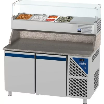 DALMEC - Table à pizza positive 0/+10°C - 396 L - 2 portes pleines - Prof. 800 - 600 x 400