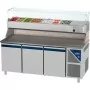 DALMEC - Table à pizza positive 0/+10°C - 606 L - 3 portes pleines - Prof. 800 - 600 x 400 - Sans tiroirs