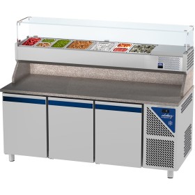 DALMEC - Table à pizza positive 0/+10°C - GN 1/1 - 460 L - 3 portes pleines - Prof. 700