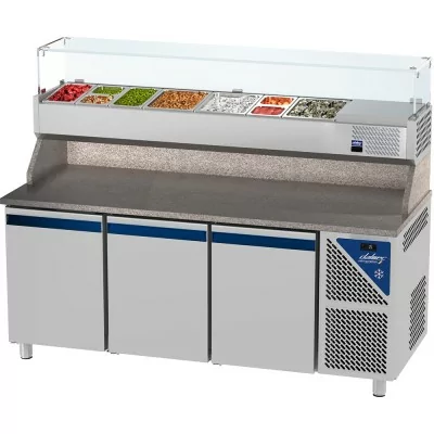 DALMEC - Table à pizza positive 0/+10°C - GN 1/1 - 460 L - 3 portes pleines - Prof. 700