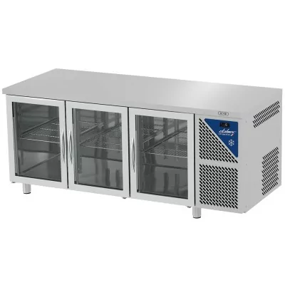 DALMEC - Tabe réfrigérée vitrée positive 0/+10°C - 350 L - 3 portes - Prof. 600 - 430 x 325