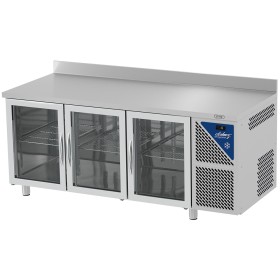 DALMEC - Table réfrigérée vitrée positive 0/+10°C - 350 L - 3 portes - Prof. 600 - 430 x 325 - Avec dosseret