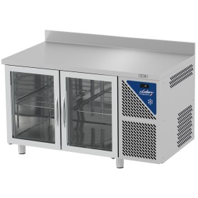 DALMEC - Table réfrigérée positive - Sans groupe - GN 1/1 - 300 L - 2 portes vitrées - P. 700 - Avec dosseret