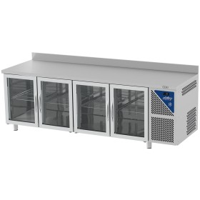 DALMEC - Table réfrigérée positive - Sans groupe - GN 1/1 - 630 L - 4 portes vitrées - P. 700 - Avec dosseret