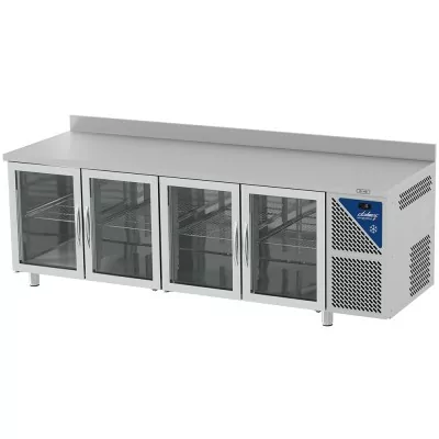 DALMEC - Table réfrigérée positive - Sans groupe - GN 1/1 - 630 L - 4 portes vitrées - P. 700 - Avec dosseret