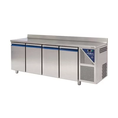 DALMEC - Table réfrigérée positive 0/+10°C - 470 L - 4 portes - Avec dosseret - Sans groupe logé