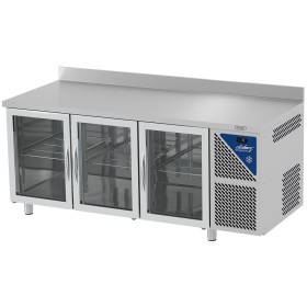 DALMEC - Table réfrigérée positive 0/+10°C - GN 1/1 - 460 L - 3 portes vitrées - Prof. 700 - Avec dosseret