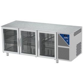DALMEC - Table réfrigérée positive 0/+10°C - GN 1/1 - 460 L - 3 portes vitrées - Prof. 700 - Sans dessus