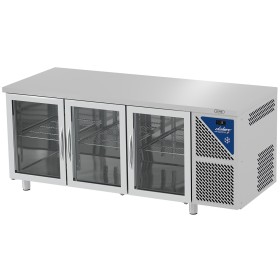 DALMEC - Table réfrigérée positive 0/+10°C - GN 1/1 - 460 L - 3 portes vitrées - Prof. 700 - Sans dosseret