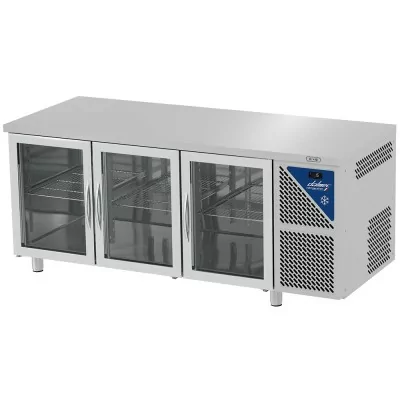 DALMEC - Table réfrigérée positive 0/+10°C - GN 1/1 - 460 L - 3 portes vitrées - Prof. 700 - Sans dosseret