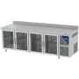 DALMEC - Table réfrigérée positive 0/+10°C - GN 1/1 - 630 L - 4 portes vitrées - Prof. 700 - Avec dosseret