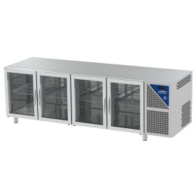 DALMEC - Table réfrigérée positive 0/+10°C - GN 1/1 - 630 L - 4 portes vitrées - Prof. 700 - Sans dessus