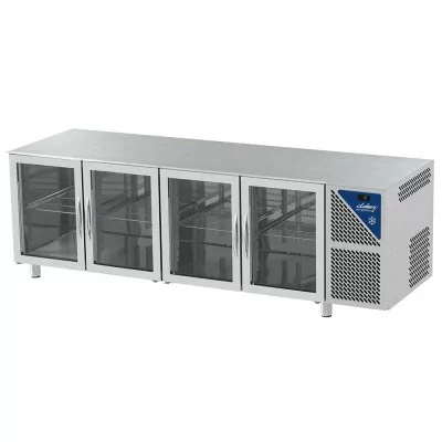 DALMEC - Table réfrigérée positive 0/+10°C - GN 1/1 - 630 L - 4 portes vitrées - Prof. 700 - Sans dessus