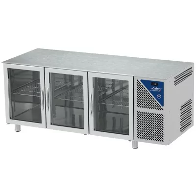 DALMEC - Table réfrigérée vitrée positive - Sans groupe - 350 L - 3 portes - P. 600 - 430x325 - Sans dessus
