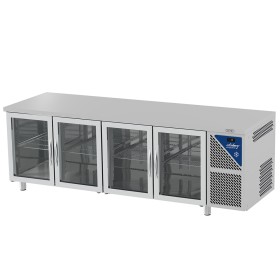 DALMEC - Table réfrigérée vitrée positive - Sans groupe - 470 L - 4 portes - P. 600 - 430x325 - Sans dosseret